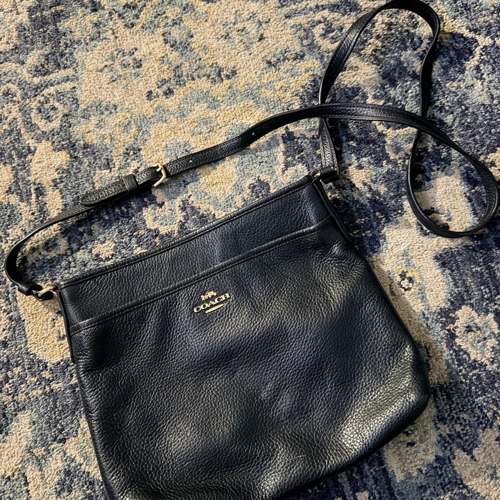 Coach Black Leather Bag with Gold Logo